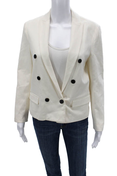 Joseph Womens Silk Double Breasted Long Sleeve Lined Blazer White Size 38