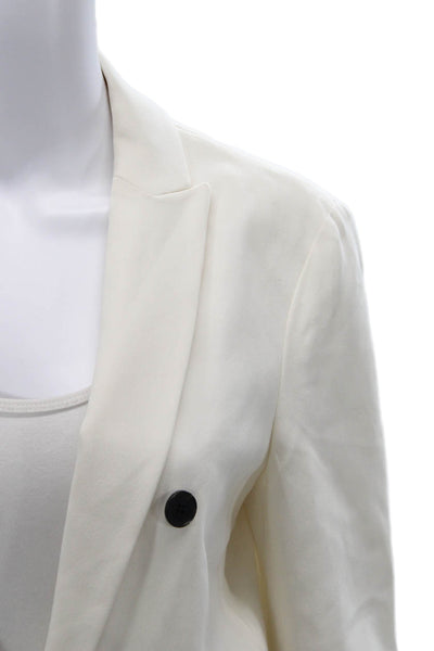 Joseph Womens Silk Double Breasted Long Sleeve Lined Blazer White Size 38