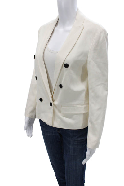 Joseph Womens Silk Double Breasted Long Sleeve Lined Blazer White Size 38
