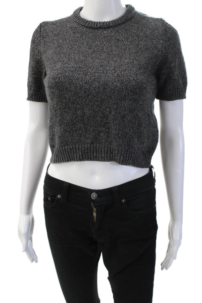 Zara Unisex Pullover Sweater Dark Gray Crew Neck Short Sleeve Size S