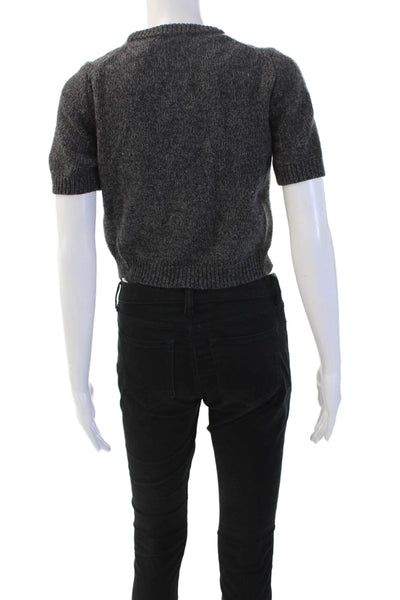 Zara Unisex Pullover Sweater Dark Gray Crew Neck Short Sleeve Size S