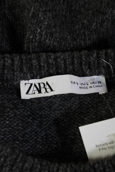 Zara Unisex Pullover Sweater Dark Gray Crew Neck Short Sleeve Size S