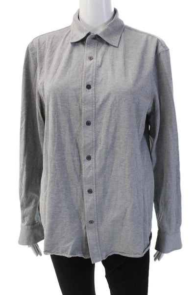 Kit And Ace Mens Point Collar Button-Up Gray Long Sleeve Cotton Blend Size M