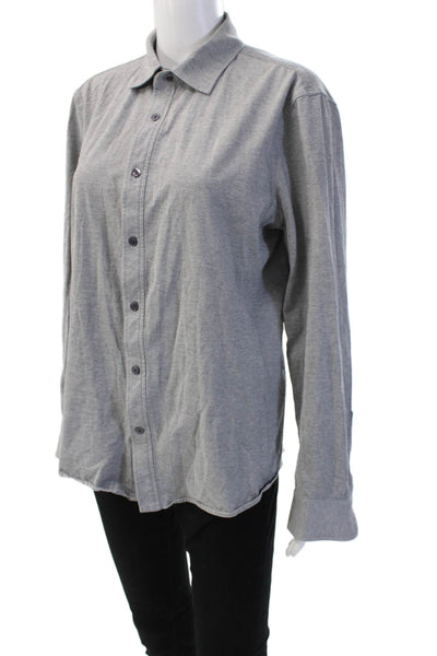 Kit And Ace Mens Point Collar Button-Up Gray Long Sleeve Cotton Blend Size M