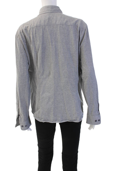 Kit And Ace Mens Point Collar Button-Up Gray Long Sleeve Cotton Blend Size M
