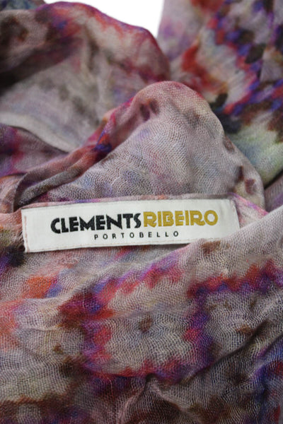 Clements Ribeiro Womens Abstract Rectangular Scarf Multicolor Size 34X20"