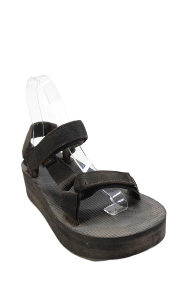 Teva Womens Flatform Universal Strappy Platform Sandals Black Size 5