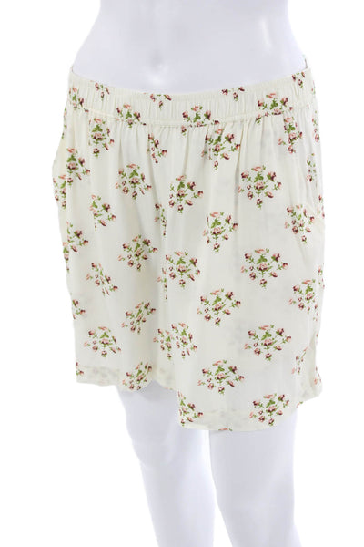 Kule Unisex Floral Rayon Drawstring Shorts White Size L