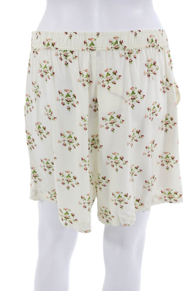 Kule Unisex Floral Rayon Drawstring Shorts White Size L