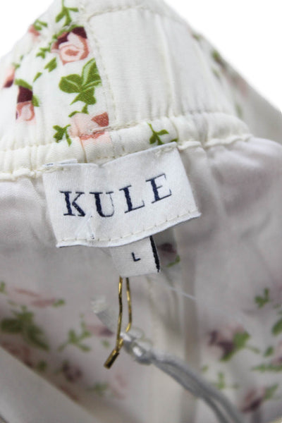 Kule Unisex Floral Rayon Drawstring Shorts White Size L