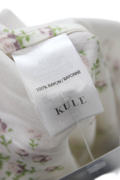 Kule Unisex Floral Rayon Drawstring Shorts White Size L