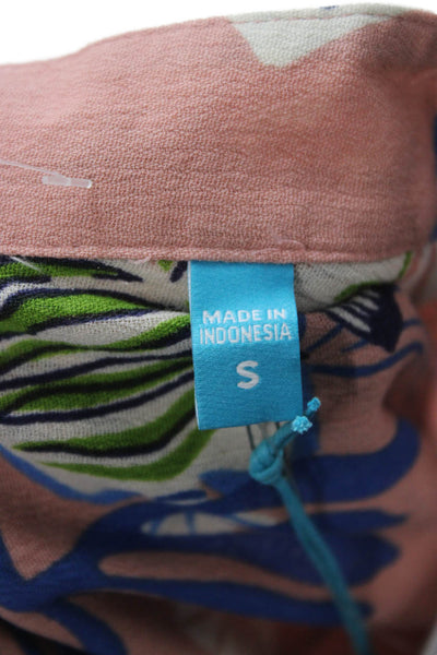 Tori Richard Womens Pink Graphic Print Shirt Dress Short Sleeve Size S