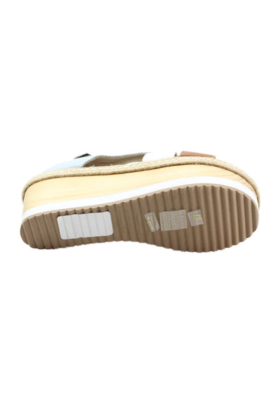 Five Worlds Womens Chunky Strap Wooden Sole Platform Sandals Beige Size 7