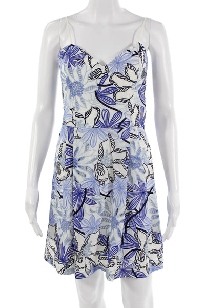 Parker Womens Fit & Flare Sundress Black Floral V-Neck Cotton Size M