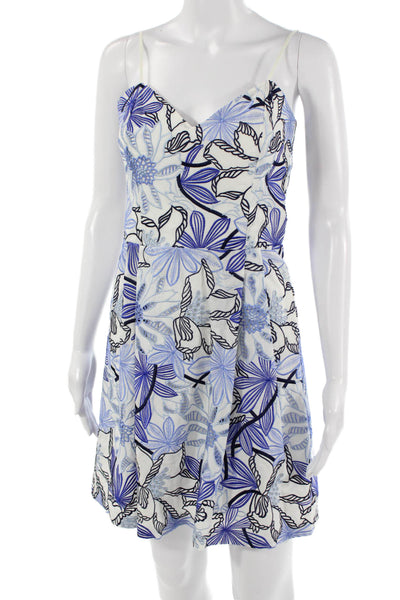 Parker Womens Fit & Flare Sundress Black Floral V-Neck Cotton Size M