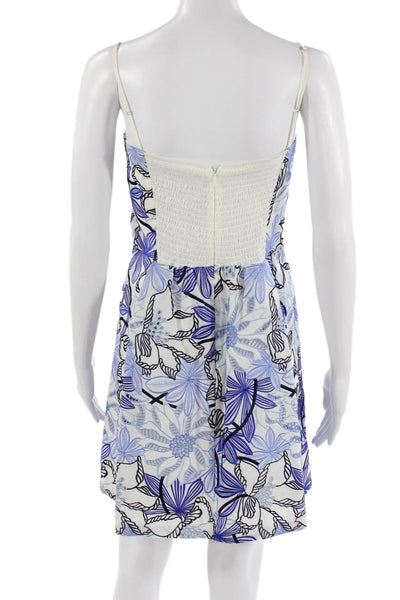 Parker Womens Fit & Flare Sundress Black Floral V-Neck Cotton Size M