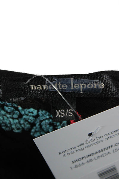 Nanette Lepore Women Sleeveless Boho Geometric V-Neck Rayon Tunic Black Size XS
