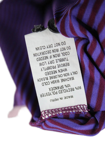 Greyson Mens Polo Button-Down Purple Striped Collared Short Sleeve Size M