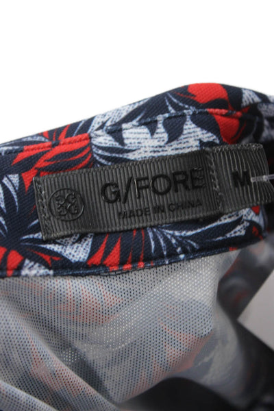 G/Fore Men Point Collar Short Sleeve Button Up Floral Shirt Dark Blue Size M
