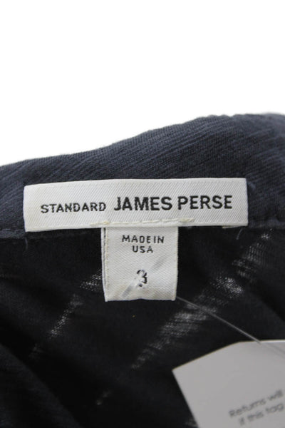 Standard James Perse Women Dark Gray Collared Button-Up Top 3/4 Sleeve Size 3