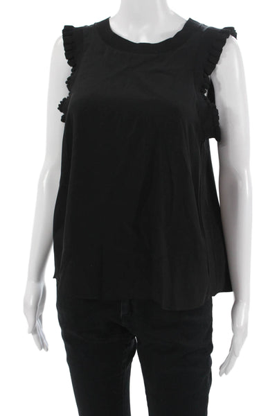 Cinq à Sept Women Silk Sleeveless Tank Crew Neck Black Size XS