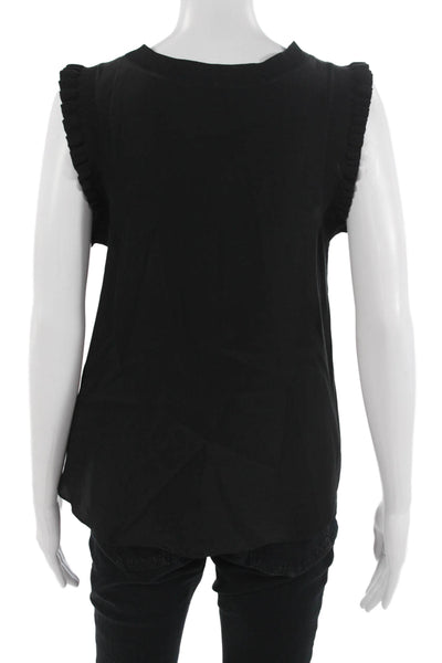 Cinq à Sept Women Silk Sleeveless Tank Crew Neck Black Size XS