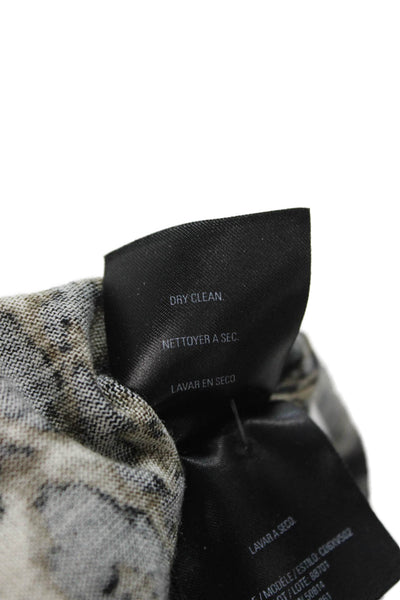 Elie Tahari Women Leopard Merino Wool 3/4sleeve Button-Up Black Crewneck Size M