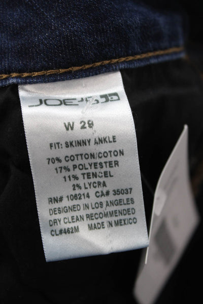 Joes Womens Ankle Skinny Jeans Dark Blue Mid Rise Button Fly Size 29