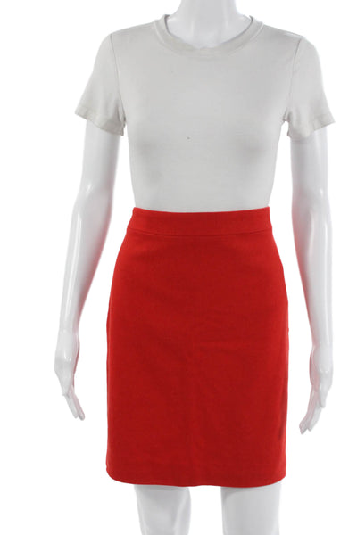 J Crew Womens Straight Pencil Skirt Short Red Wool Viscose Size 6
