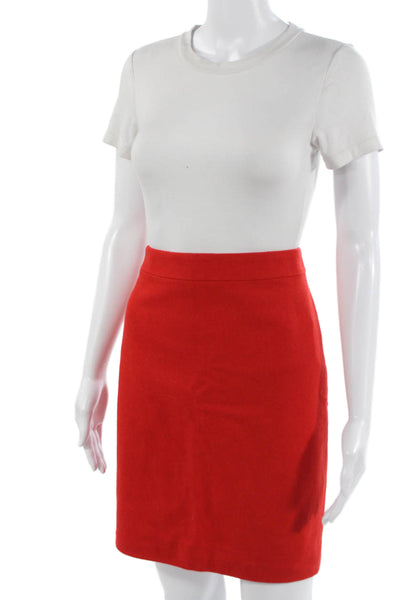 J Crew Womens Straight Pencil Skirt Short Red Wool Viscose Size 6