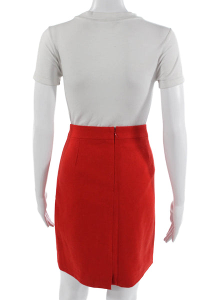 J Crew Womens Straight Pencil Skirt Short Red Wool Viscose Size 6