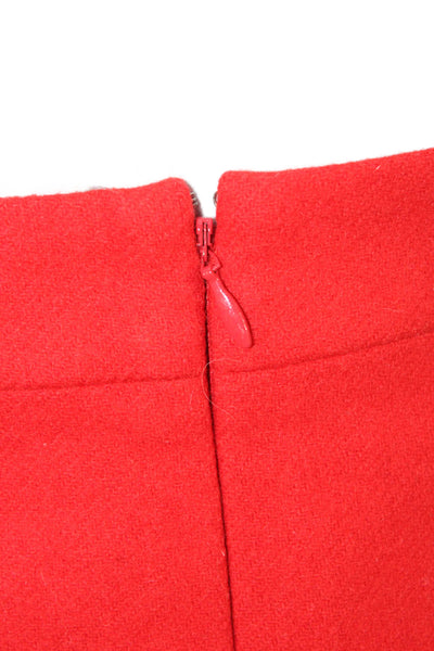 J Crew Womens Straight Pencil Skirt Short Red Wool Viscose Size 6