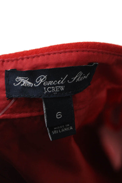 J Crew Womens Straight Pencil Skirt Short Red Wool Viscose Size 6