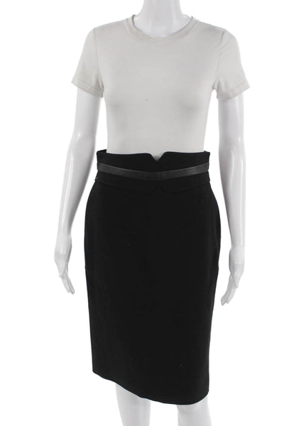 Karen Millen Women Straight Pencil Skirt Black Wool Blend Size 6