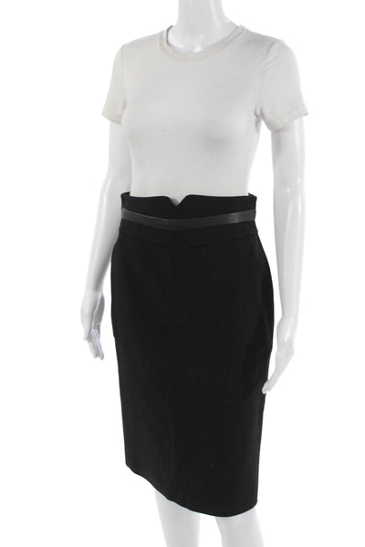 Karen Millen Women Straight Pencil Skirt Black Wool Blend Size 6