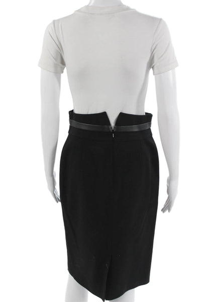 Karen Millen Women Straight Pencil Skirt Black Wool Blend Size 6