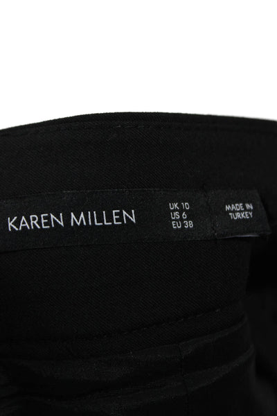 Karen Millen Women Straight Pencil Skirt Black Wool Blend Size 6