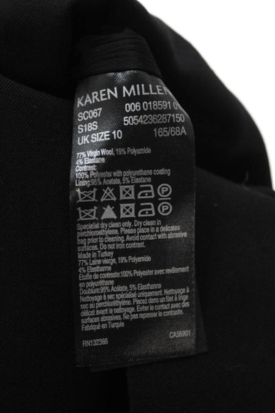 Karen Millen Women Straight Pencil Skirt Black Wool Blend Size 6