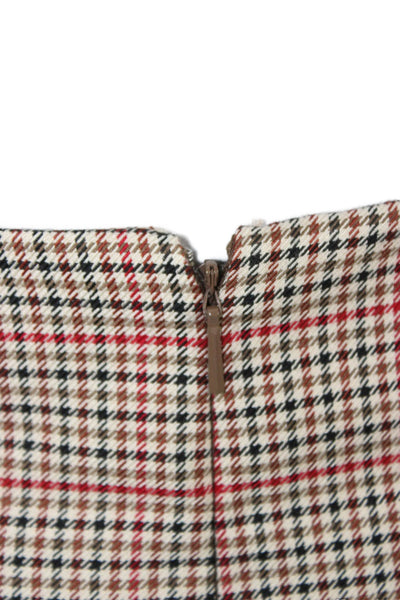 MNG Women A-Line Mini Skort Beige Plaid Size M
