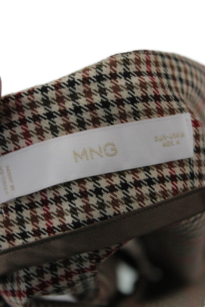 MNG Women A-Line Mini Skort Beige Plaid Size M