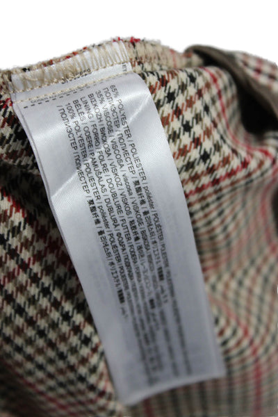 MNG Women A-Line Mini Skort Beige Plaid Size M