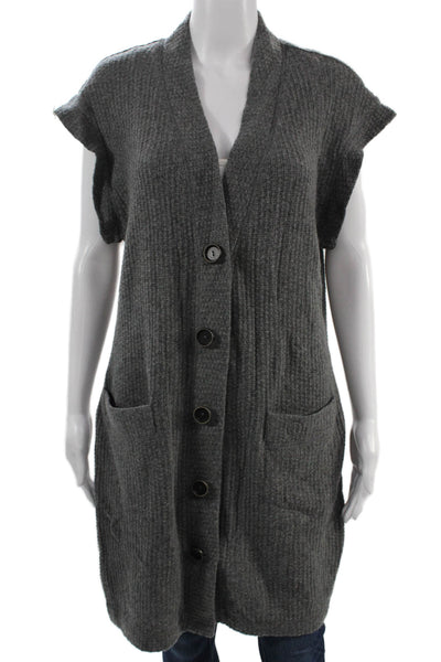 Twelfth Street by Cynthia Vincent Unisex Dark Gray Sleeveless Cardigan Size L