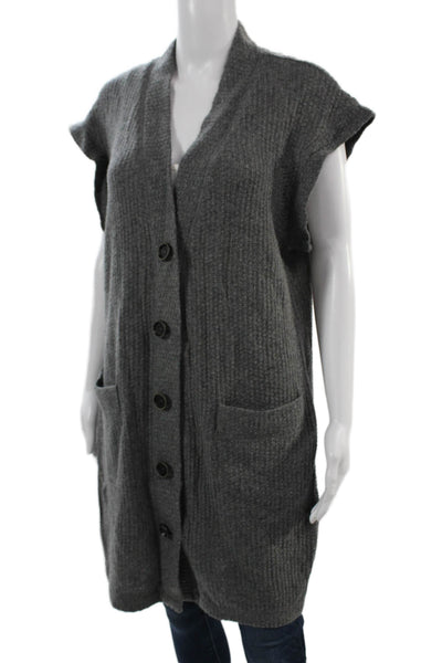 Twelfth Street by Cynthia Vincent Unisex Dark Gray Sleeveless Cardigan Size L