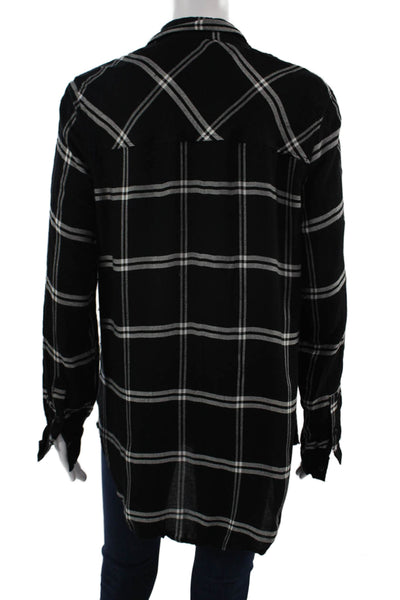 Alison Andrews Womens Button-Up 100% Silk Plaid Long Sleeve Size M