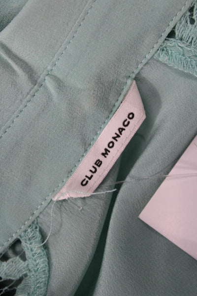 Club Monaco Women Green Silk Collared Sleeveless Shirt Dress Long Button Size S