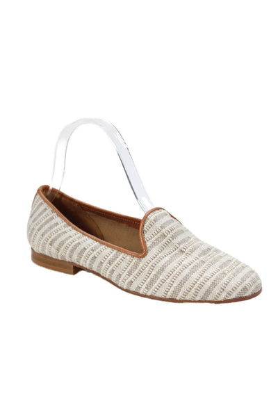 Ramon Tenza Womens Textured Slip On Loafers White Size 6M