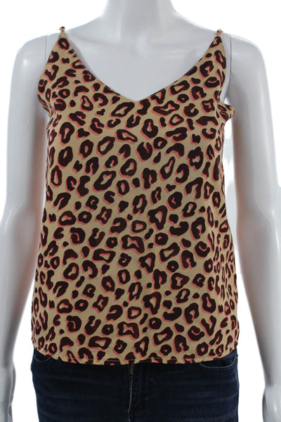 Scotch & Soda Womens Camisole Leopard V-Neck Sleeveless Beige Size XS