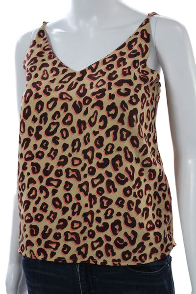 Scotch & Soda Womens Camisole Leopard V-Neck Sleeveless Beige Size XS