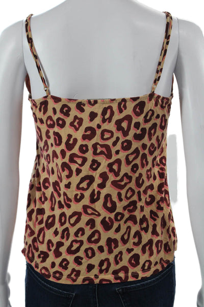 Scotch & Soda Womens Camisole Leopard V-Neck Sleeveless Beige Size XS