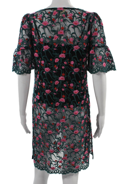 Moulinette Soeurs Anthropologie Women Black Floral Shift Dress Size XS